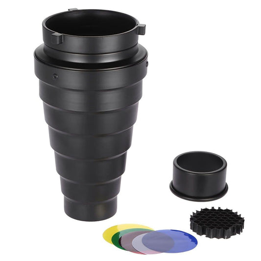 Metal Conical S150ot with Honeycomb Grid 5pcs Color Filter Kit for Bowens Mount Studio Strobe Mo150light Photography Flash