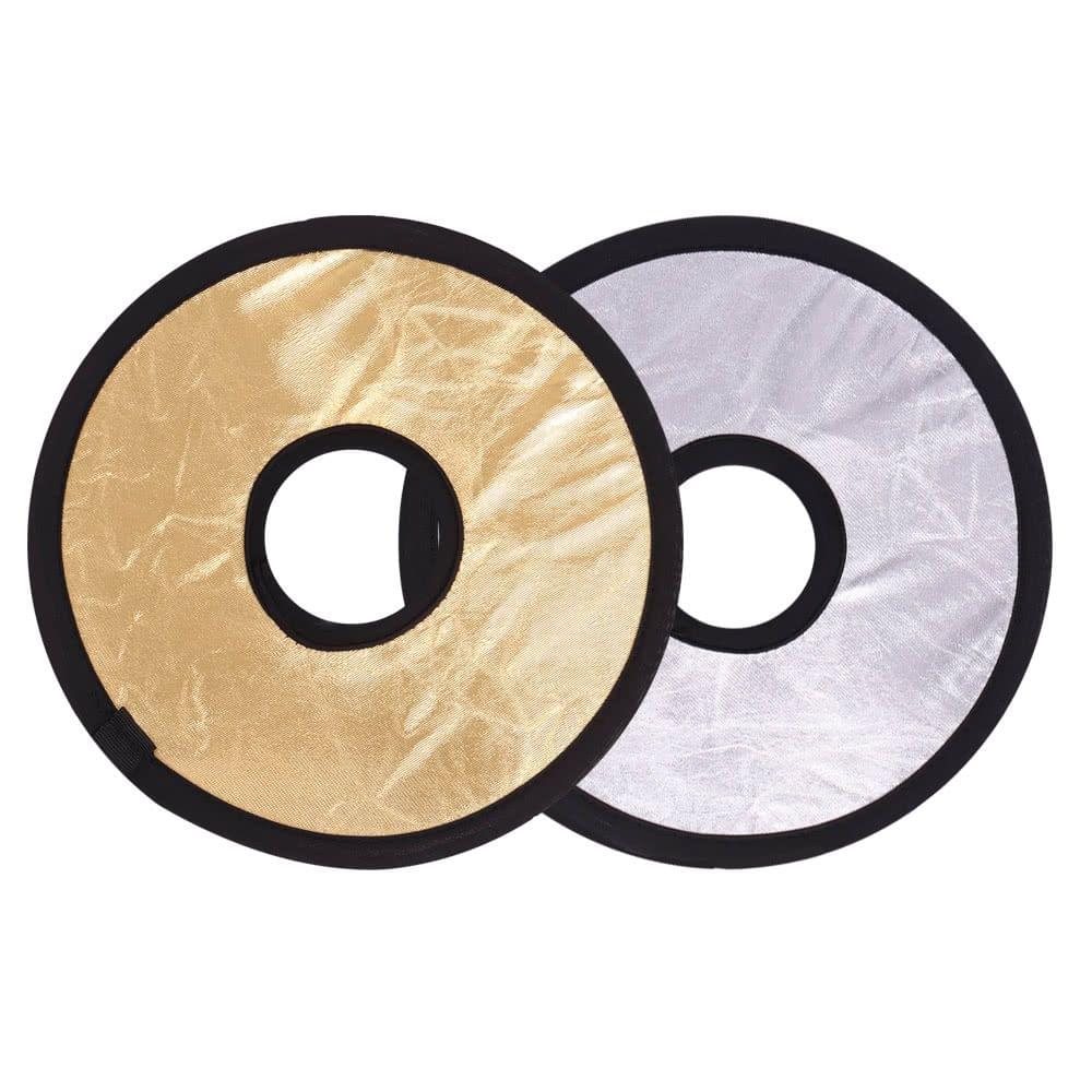 Andoer 30cm 2in1 Round Hollow Collapasible Multi-Disc Portable Circular Light Lens-Mount Reflector Silver Golden