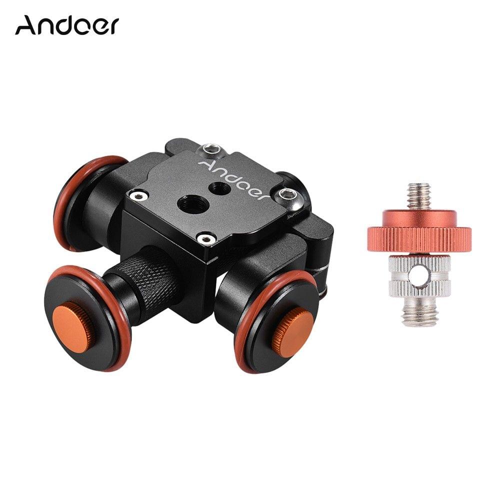 Andoer Electric Motorized Auto Camera Dolly Video Slider Skater 3-Wheel Pulley Car for Ca150n Nikon Sony DSLR for iPhone X 8 7 Plus 6s Smartphone for GoPro Hero 5/4/3+/3 Action Sports Cam