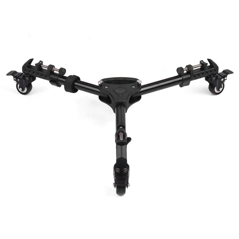 Universal Foldable Photography Heavy Duty Tripod Dolly Base Stand Flexible Wheels Adjustable Legs Max. Load 25kg with Carrying Bag