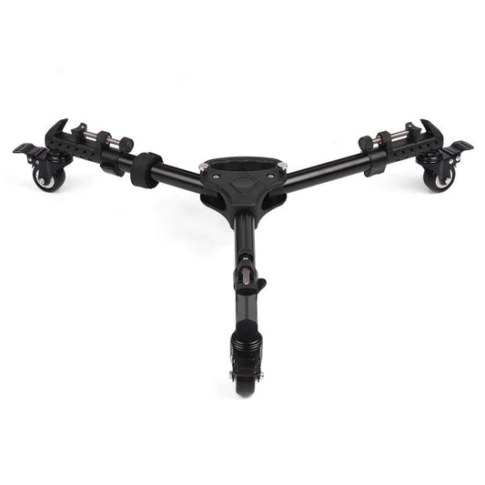 Universal Foldable Photography Heavy Duty Tripod Dolly Base Stand Flexible Wheels Adjustable Legs Max. Load 25kg with Carrying Bag