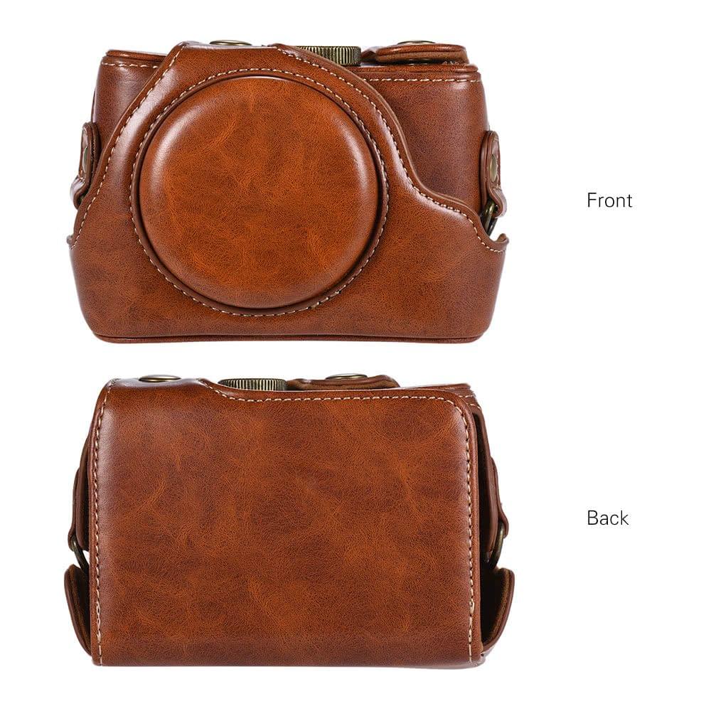 High-quality PU Leather Camera Bag Case Fullbody Cover with Adjustable Neck Strap for Sony RX100M2/ RX100M3/ RX100M4/ RX100M5 Cameras