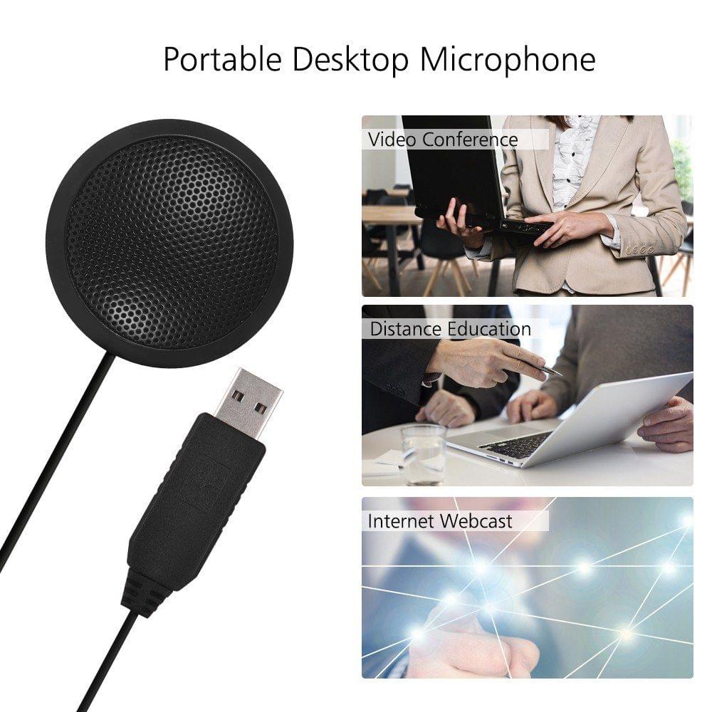 Desktop Omni-directional Microphone with USB Port for Computers Laptops Portable High Sensitivity Mic for Conference Meeting Video Distance Education