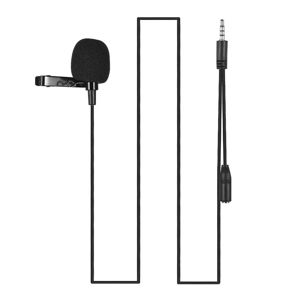 Mini Clip-on Lapel Lavalier Condenser Microphone Mic with 3.5mm Headphone Output Jack for iPhone iPad Android Smartphone DSLR Camera Computer PC Laptop