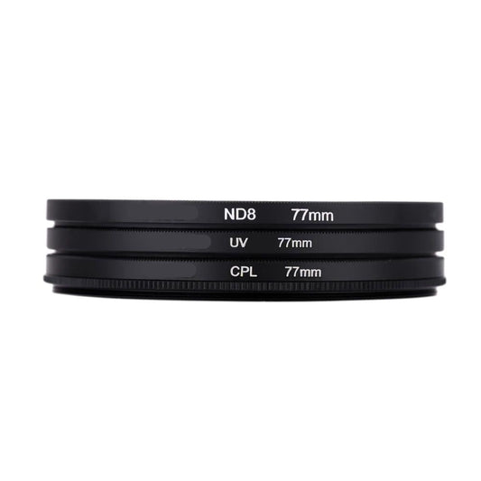 77mm UV+CPL+ND8 Circular Filter Kit Circular Polarizer Filter ND8 Neutral Density Filter with Bag for Nikon Ca150n Pentax Sony DSLR Camera