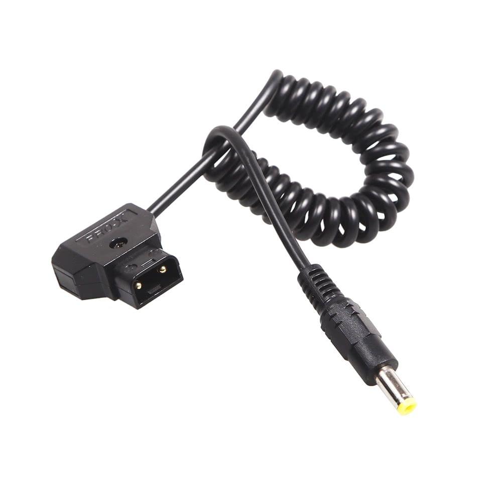 Coiled D-Tap 2Pin Male to DC 5.5*2.5mm Adapter Cable for V-Mount Anton Battery DSLR Rig Power Supply Extension Elastic Cable 0.5M