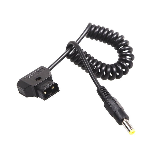 Coiled D-Tap 2Pin Male to DC 5.5*2.5mm Adapter Cable for V-Mount Anton Battery DSLR Rig Power Supply Extension Elastic Cable 0.5M