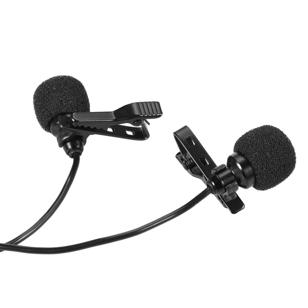 Andoer 150cm Cellphone Smartphone Mini Dual-Headed Omni-Directional Mic Microphone with Collar Clip for iPad iPhone5 6s 6 Plus Smartphones
