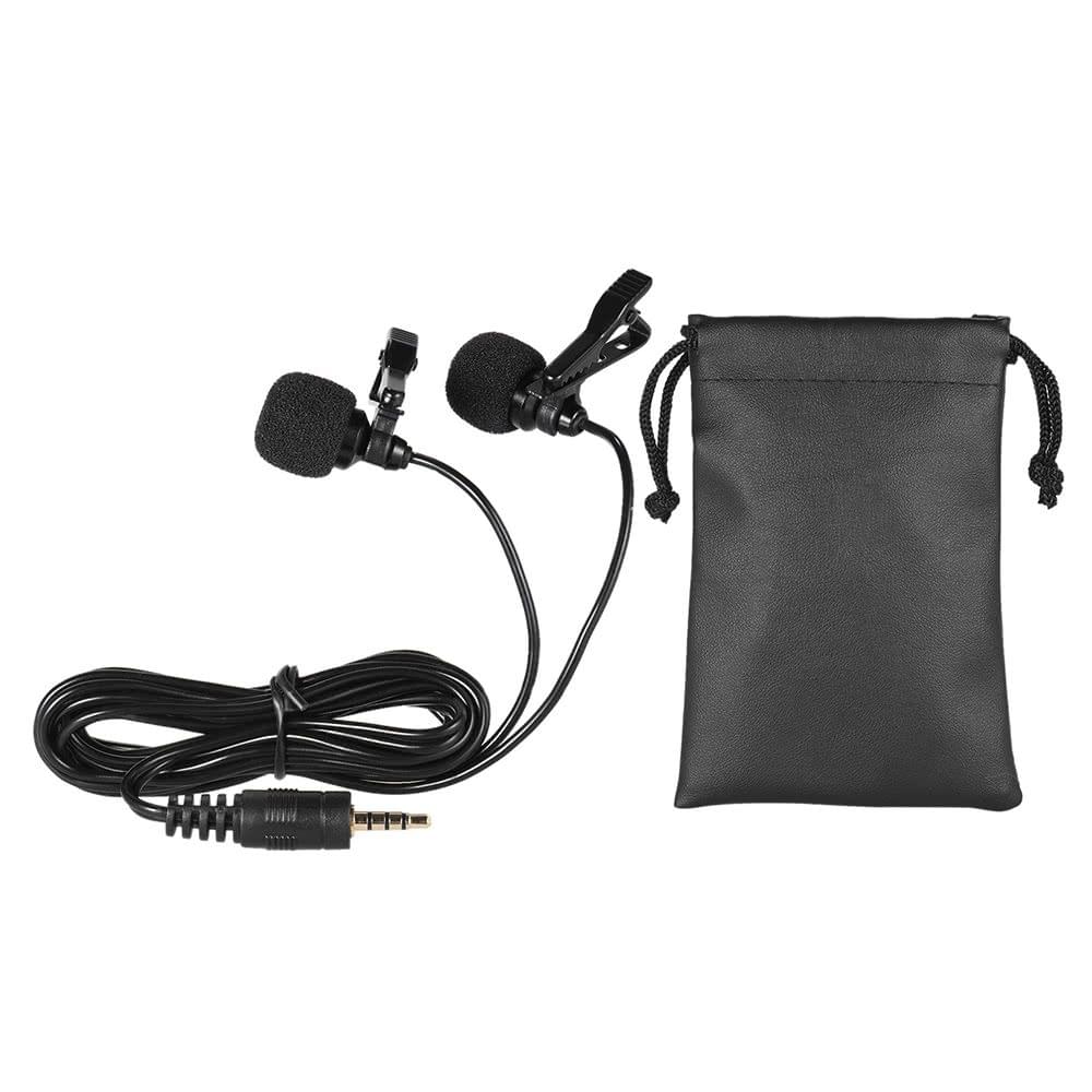 Andoer 150cm Cellphone Smartphone Mini Dual-Headed Omni-Directional Mic Microphone with Collar Clip for iPad iPhone5 6s 6 Plus Smartphones