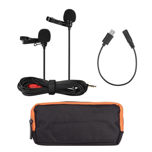 Dual-head Lapel Clip-on Microphone Mic