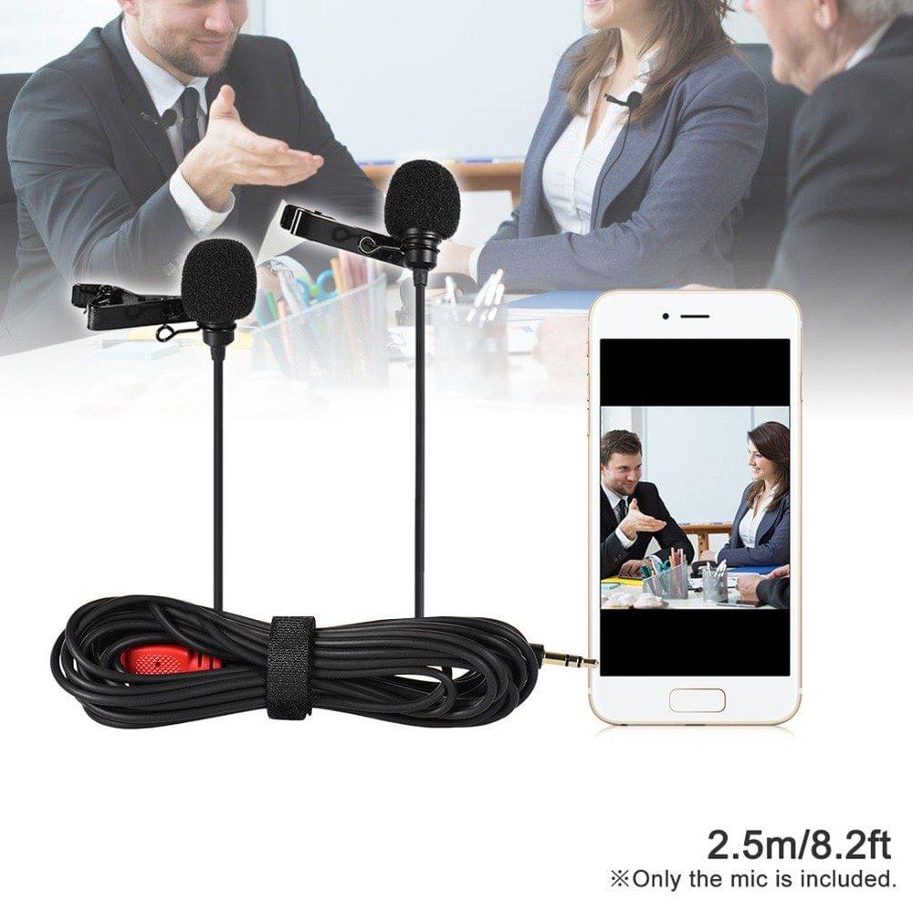 Dual-head Lapel Clip-on Microphone Mic