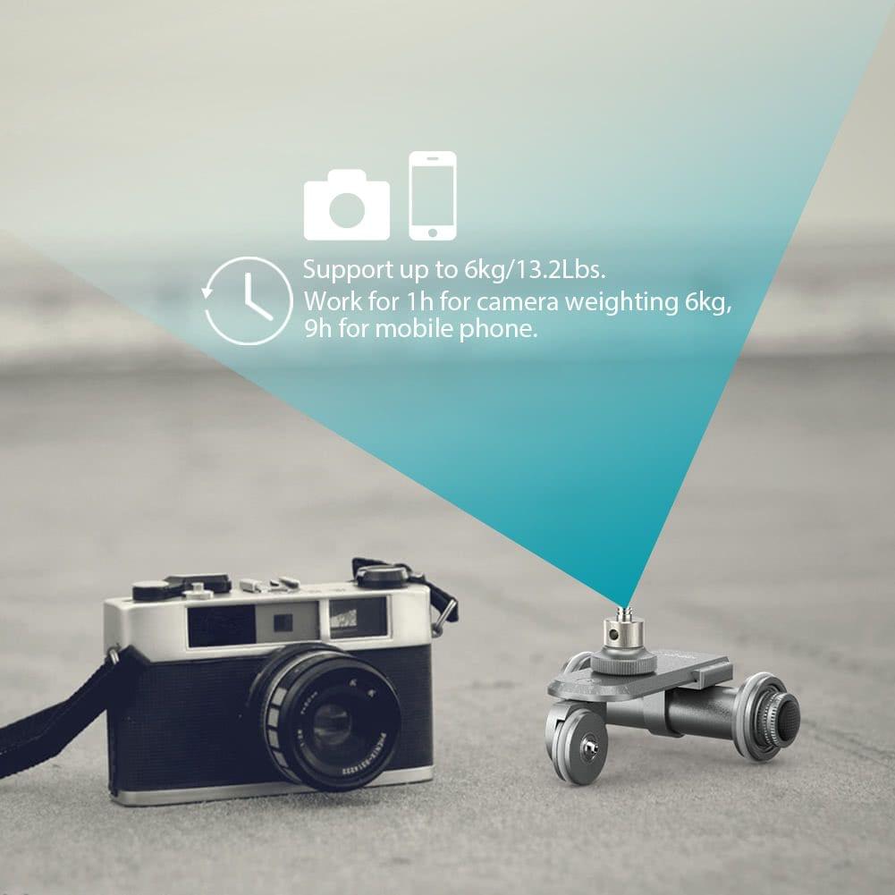 Kingjoy PPL-06 Motorized Electric 3-Wheel Video Pulley Car Dolly Rolling Slider Skater for Can150n Nikon Sony DSLR Camera Camcorder for iPhone 7/7s/6/6s for Samsung Huawei Smartphone
