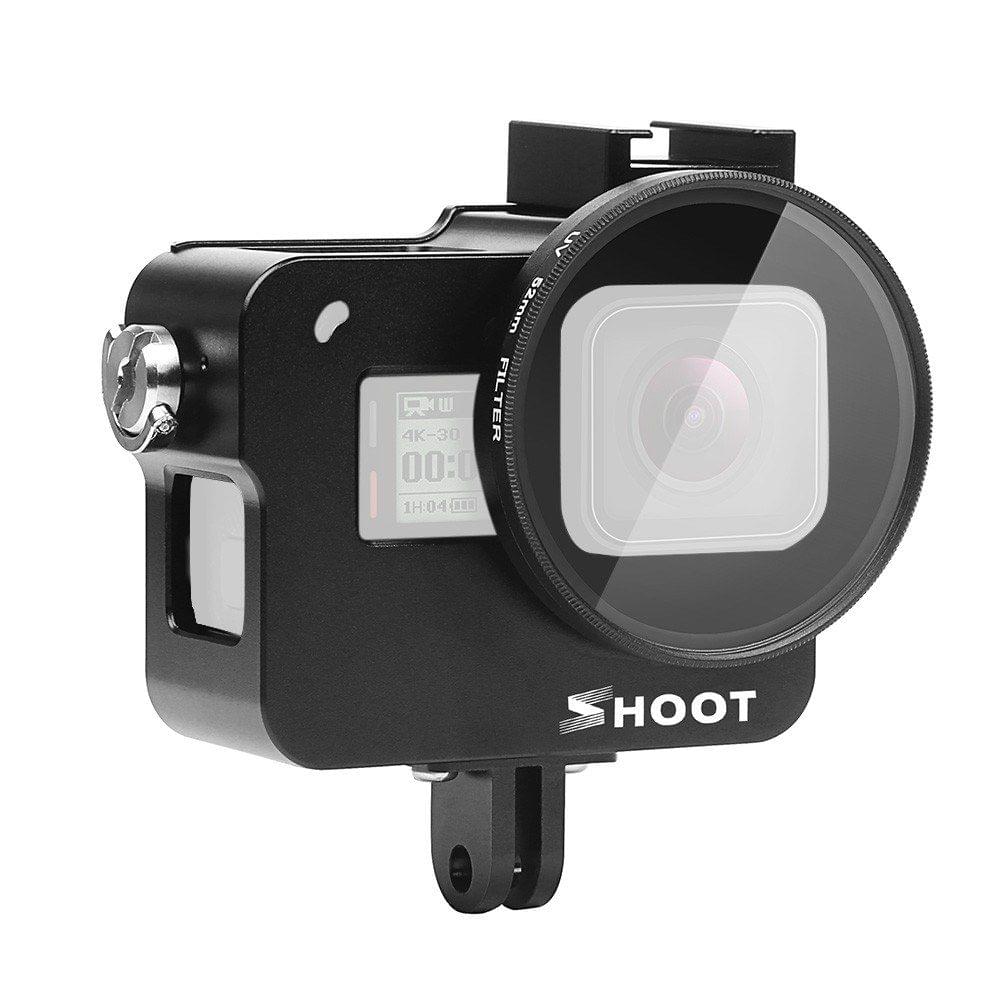 SHOOT XTGP505A Protective Aluminum Alloy Camera Cage Skeleton Housing Case with 52mm UV Filter for GoPro Hero 7 Black/Hero 6/Hero 5/HERO(2018) Action Camera