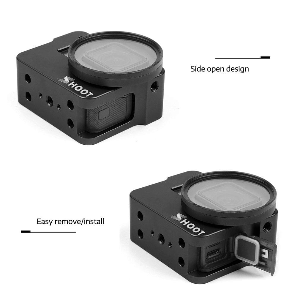 SHOOT XTGP505A Protective Aluminum Alloy Camera Cage Skeleton Housing Case with 52mm UV Filter for GoPro Hero 7 Black/Hero 6/Hero 5/HERO(2018) Action Camera