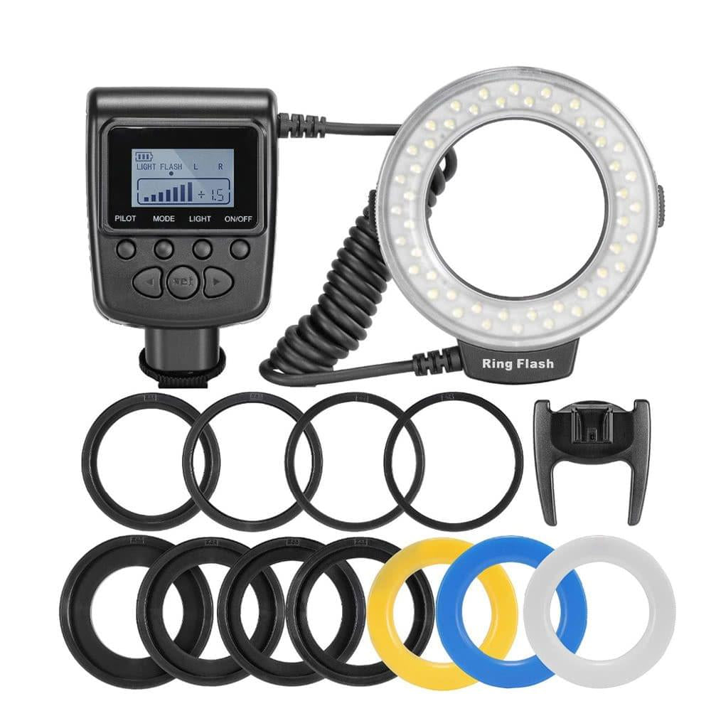 RF-550D Macro 48 LED Ring Flash Light LCD Display Power Control for Ca150n Nikon Pentax Olympus Panasonic Sony DSLR
