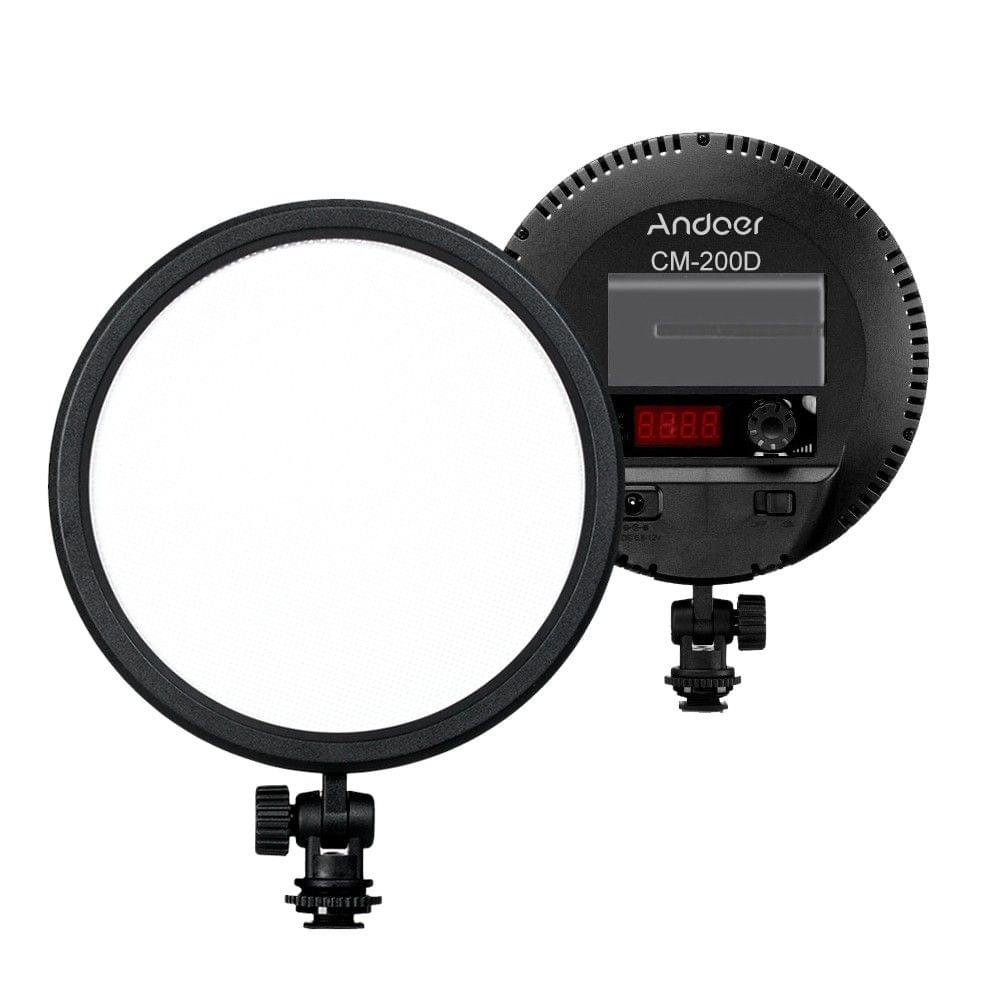 Andoer CM-200D Pro Flapjack LED Edge Light CRI93 6inch Round Ultrathin Daylight 3200K-5600K Bi-color Dimmable Photo Video Light Panel
