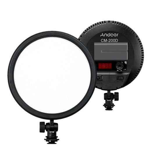 Andoer CM-200D Pro Flapjack LED Edge Light CRI93 6inch Round Ultrathin Daylight 3200K-5600K Bi-color Dimmable Photo Video Light Panel