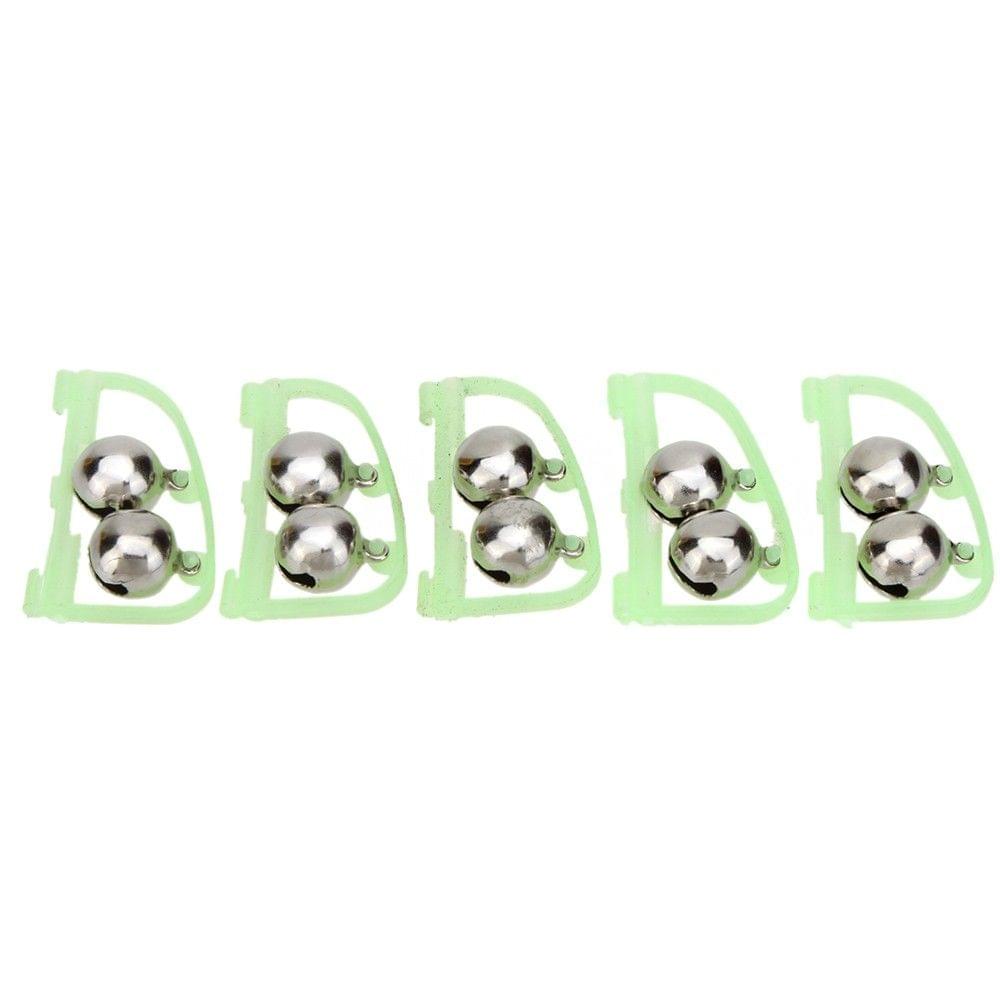 5Pcs Luminous Twin Bells Fishing Bite Alarm Clip on Fishing Rod for Night Fishing