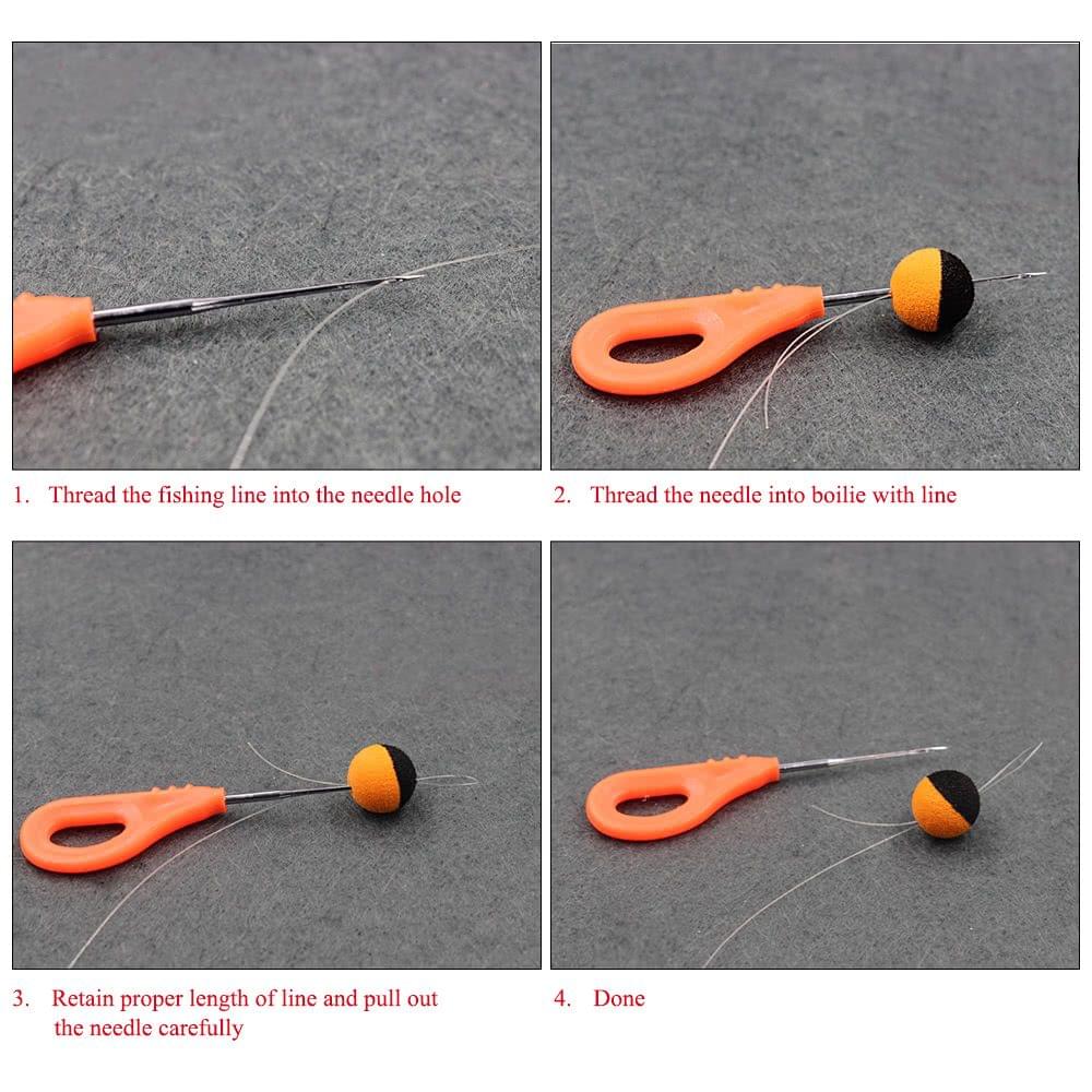 4PCS Bait Needle Driller Tool Stainless Iron Baiting Needle Drill Portable Boilie Needle Hook Carp Fishing Needle Tool   Set