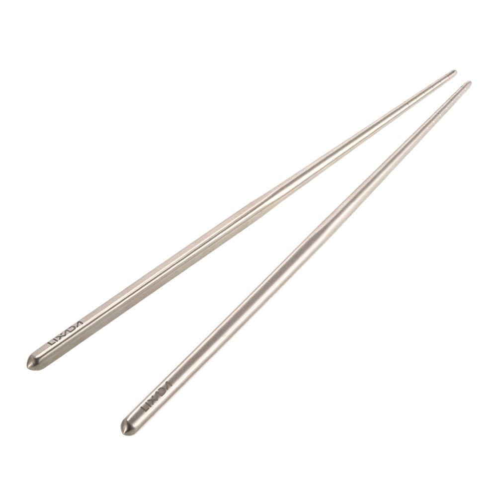 Lixada 1 Pair of Titanium Lightweight Ultra-strong Square Reusable Chopsticks with Carrying Pouch Camping Utensils Outdoor 195mm/230mm