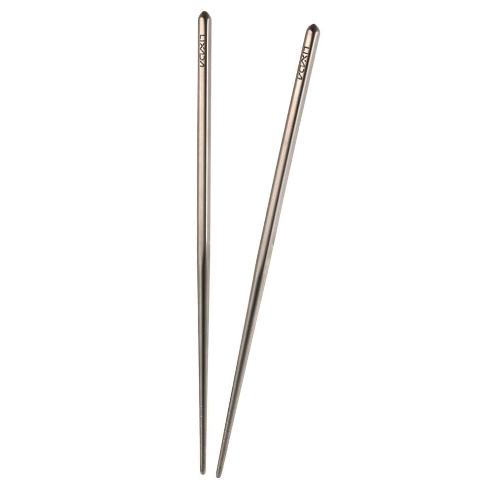 Lixada 1 Pair of Titanium Lightweight Ultra-strong Square Reusable Chopsticks with Carrying Pouch Camping Utensils Outdoor 195mm/230mm