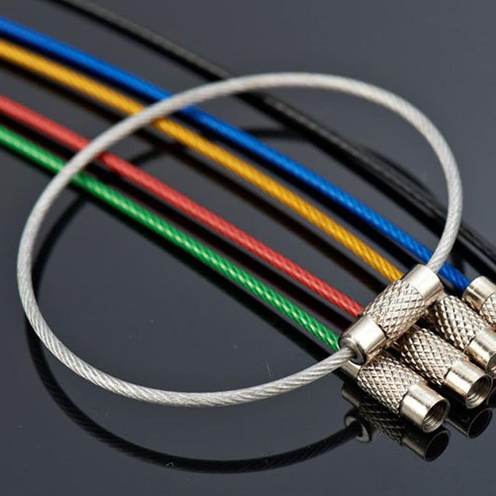 10Pcs Colorful Stainless Steel Wire Keychain Rope Key Chain Aircraft Gear Cable Ring Keyring for Outdoor Hiking