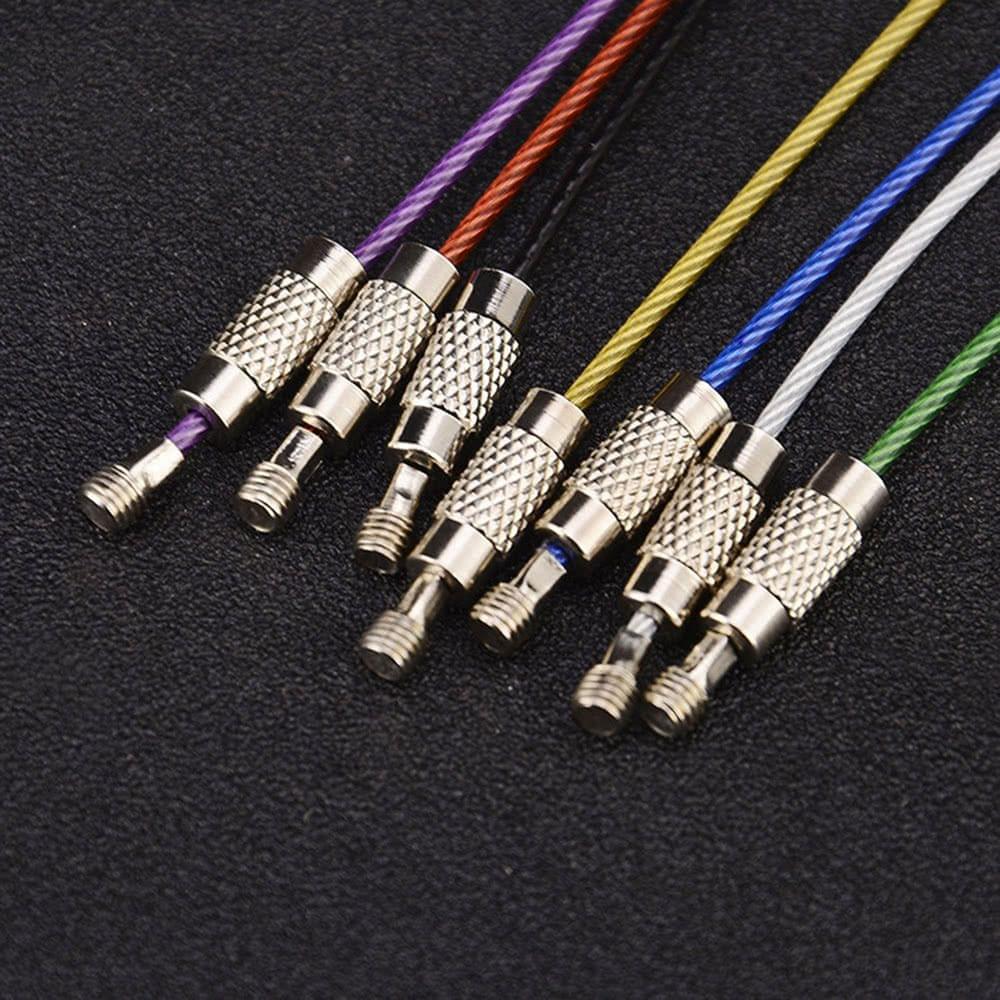 10Pcs Colorful Stainless Steel Wire Keychain Rope Key Chain Aircraft Gear Cable Ring Keyring for Outdoor Hiking