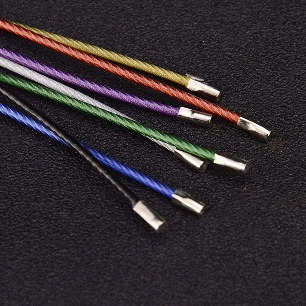 10Pcs Colorful Stainless Steel Wire Keychain Rope Key Chain Aircraft Gear Cable Ring Keyring for Outdoor Hiking