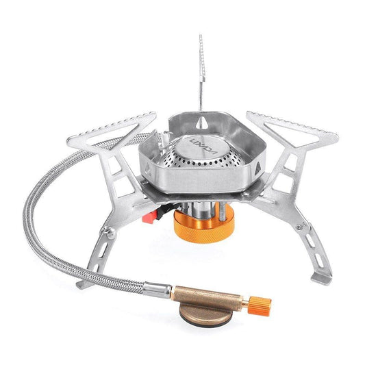 Lixada Foldable Windproof Camping Gas Stove Portable Outdoor Cooking Folding Piezo Ignition Gas Stove with Box