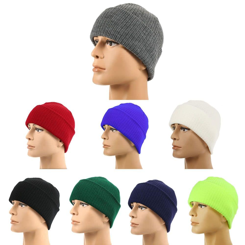 Pure Color Striped Warm Knitting Wool Beanie Outdoor Riding Unisex Knitted Hat