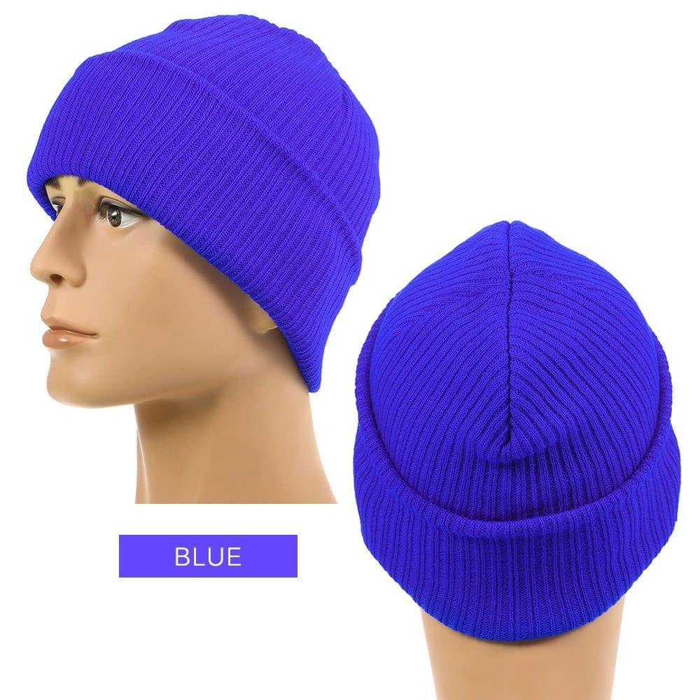 Pure Color Striped Warm Knitting Wool Beanie Outdoor Riding Unisex Knitted Hat