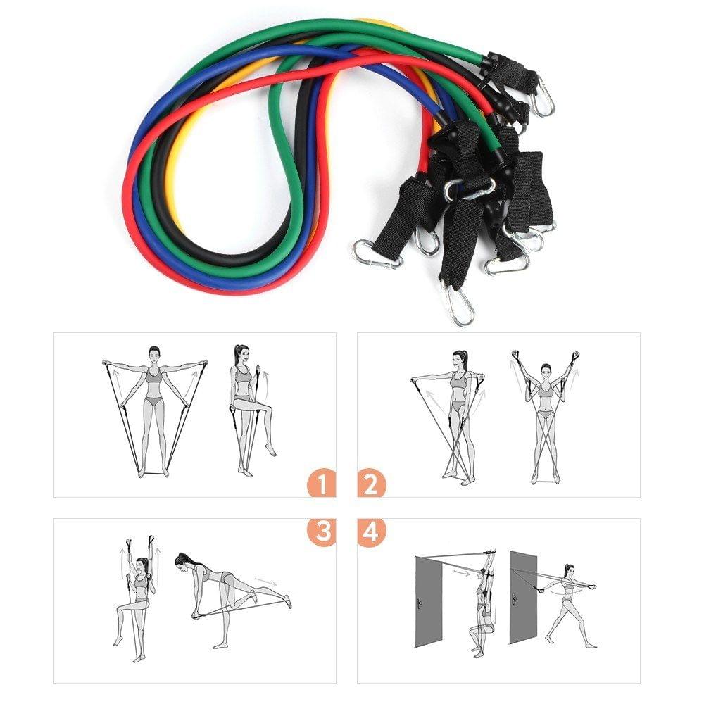 Lixada 11Pcs Resistance Bands Set Workout Fintess Exercise Tube Bands Door Anchor Ankle Straps Cushioned Handles with Carry Bags for Home Gym Travel