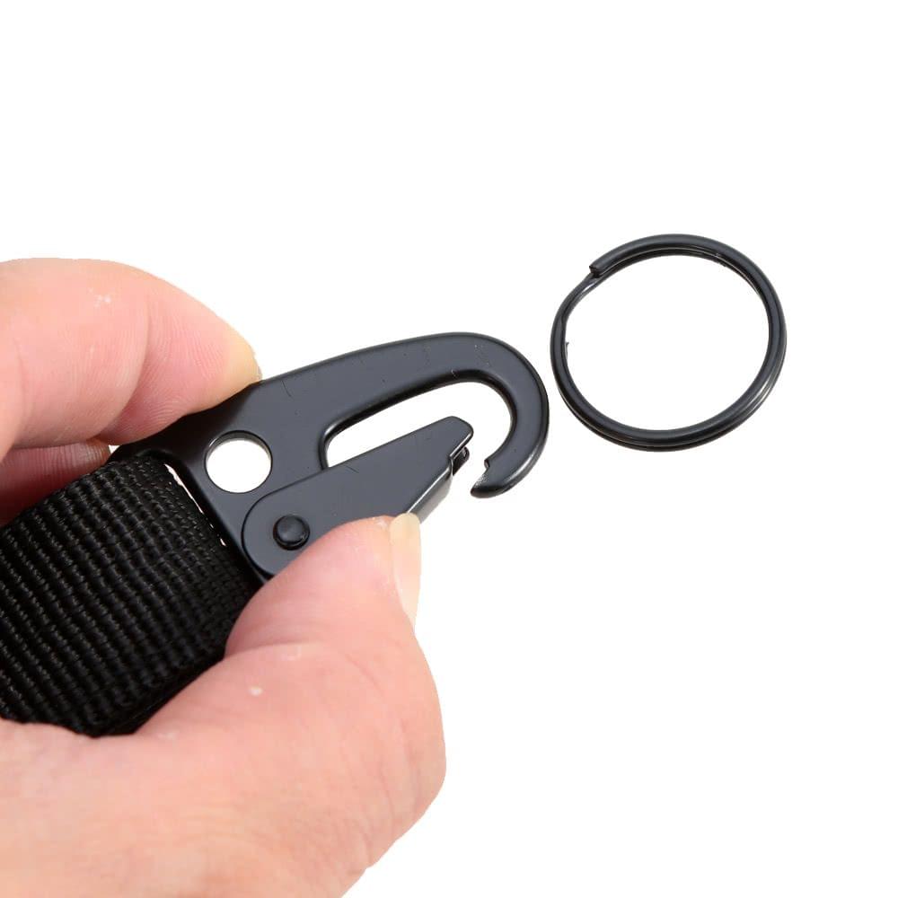 Outdoor Nylon Molle Belt Hanging Hook Buckle Carabiner w/ Key Ring
