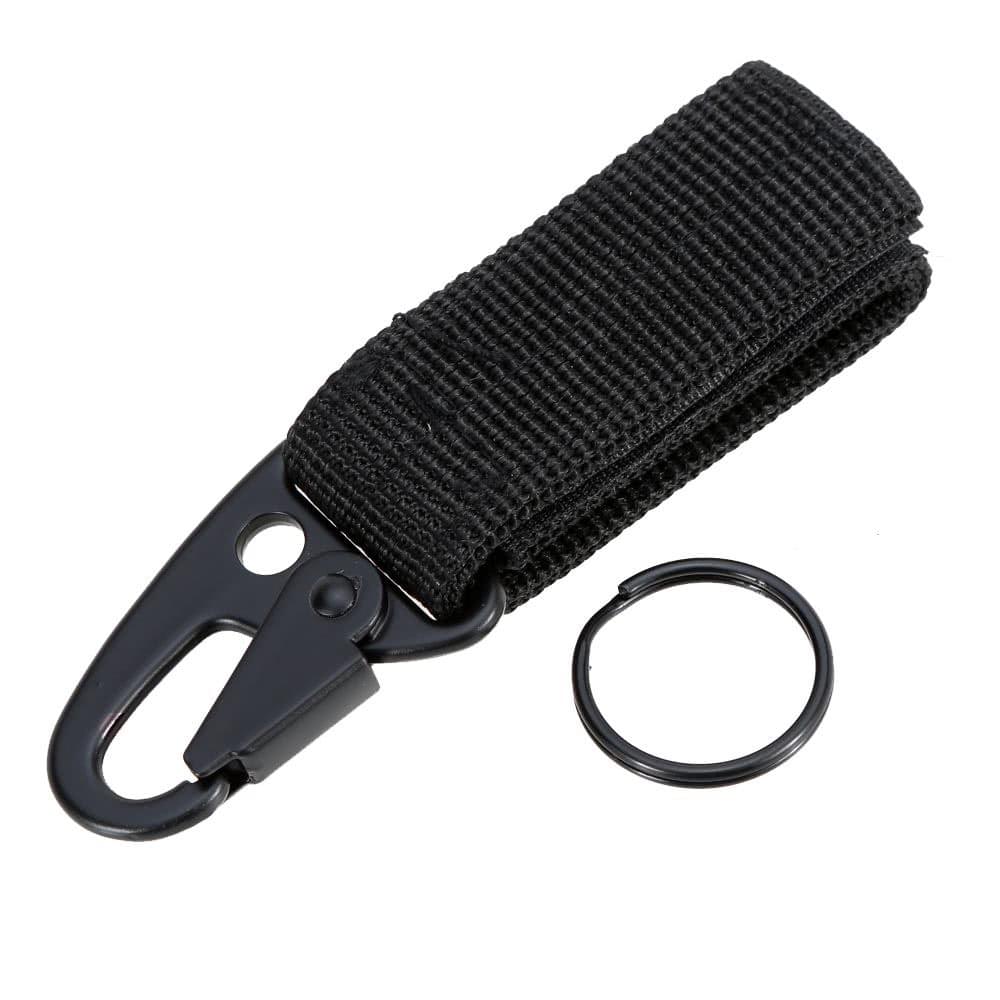 Outdoor Nylon Molle Belt Hanging Hook Buckle Carabiner w/ Key Ring