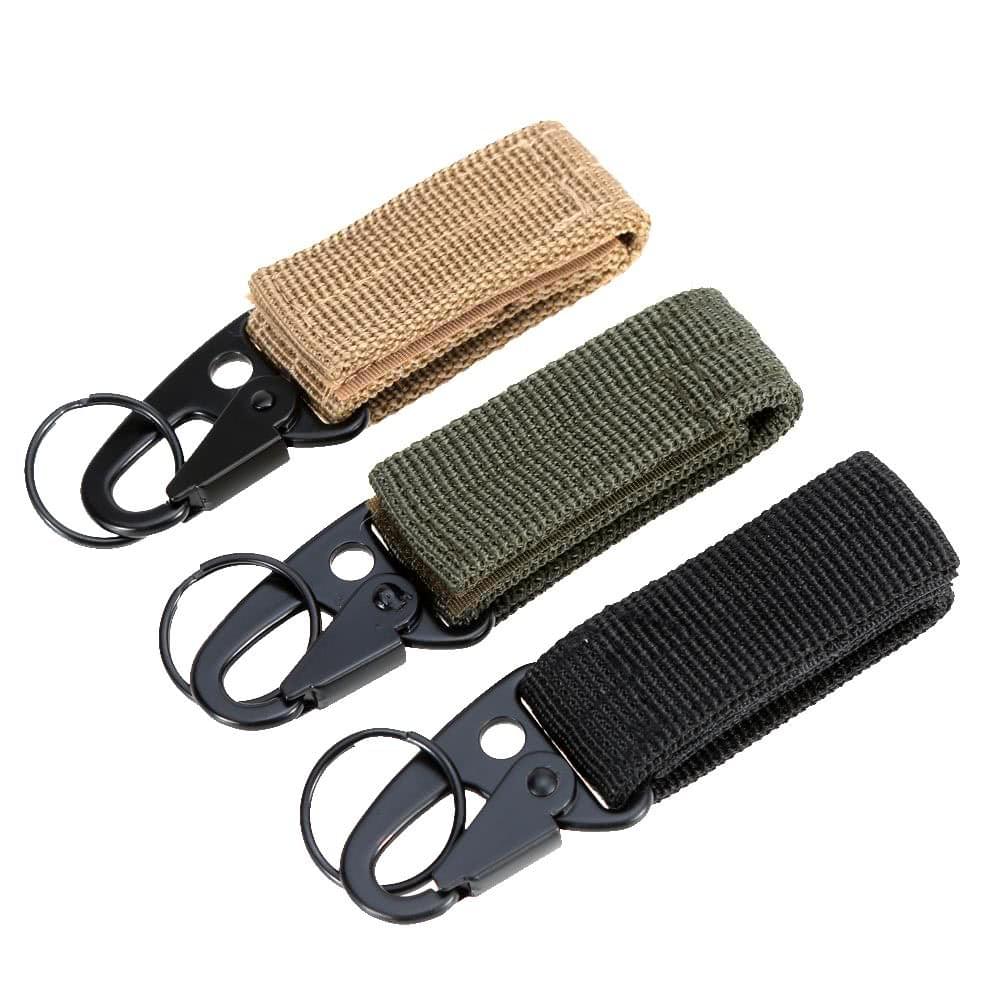 Outdoor Nylon Molle Belt Hanging Hook Buckle Carabiner w/ Key Ring
