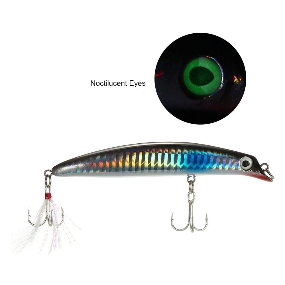 10.5cm 13g Minnow Lures Artificial Hard Fishing Diver Lure Bait with Noctiluscent Eyes Treble Hooks
