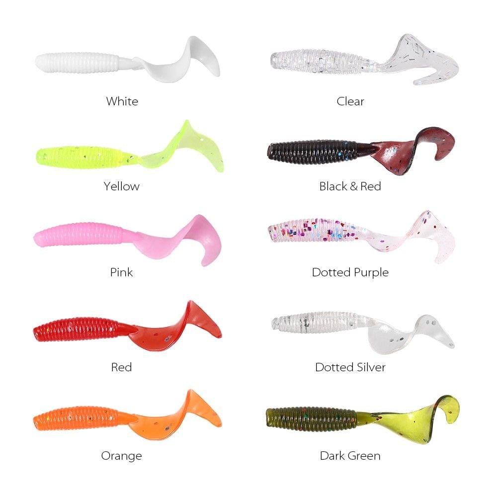 100pcs 4cm Soft Artificial Fishing Lures Swimbait Tail Grub Lures Worm Moggot Grub Lures Baits