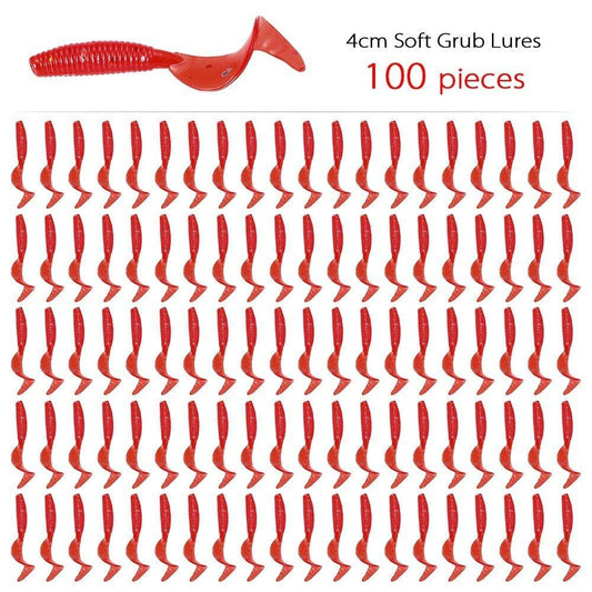 100pcs 4cm Soft Artificial Fishing Lures Swimbait Tail Grub Lures Worm Moggot Grub Lures Baits