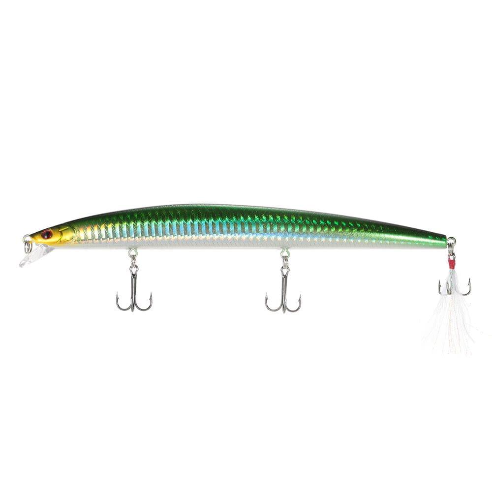 6PCS Diving Minnow Fishing Lures 22g 185mm 0.3-0.9M Artificial Bait Hard Fishing Lure Set Wobbler Bait with #6 Feather Hooks