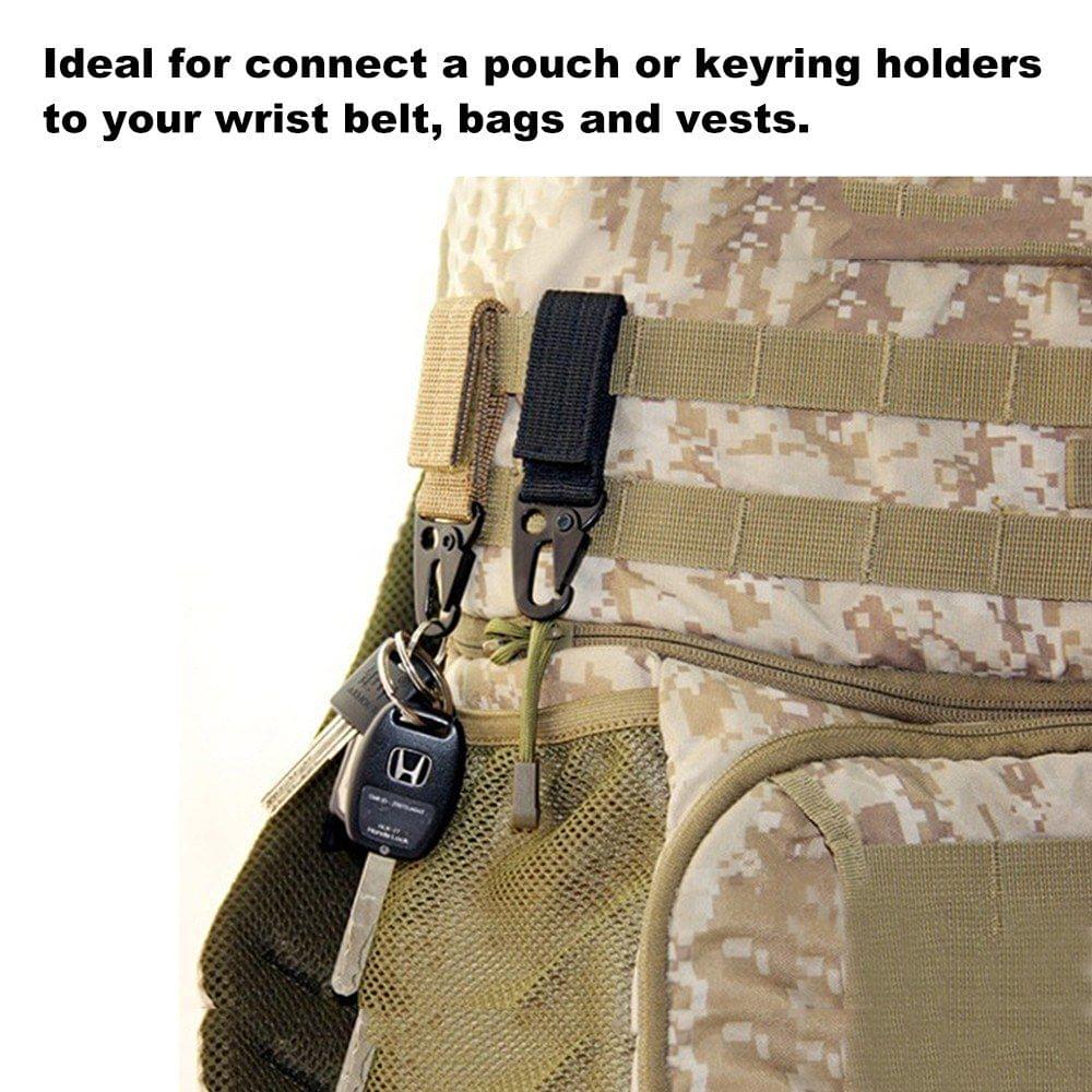 Multifunctional Belts Clip Camping Hiking Backpack Bag Webbing Connecting Buckle Hook with Key-ring Keychain Outdoor Tools Accessories