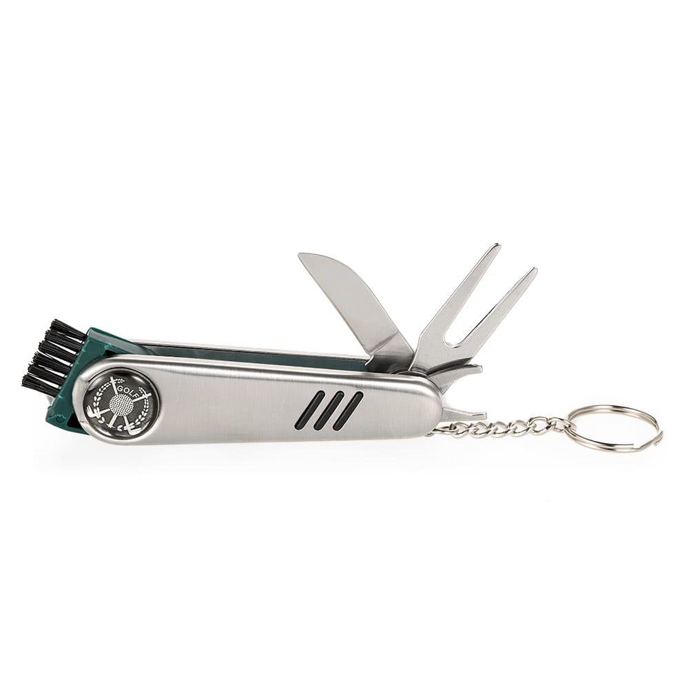 Multipurpose Golfer Tool Divot Repair Tool Ball Marker Score Pen Scrub Cleaning Brush Club Groove Cleaner All in One Stainless Steel Golf Tool