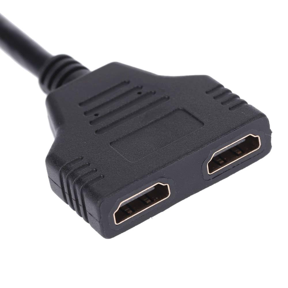 HD 1080P Male to 2 HD Female Ports 1 In 2 Out Splitter Black Cable Adapter Converter