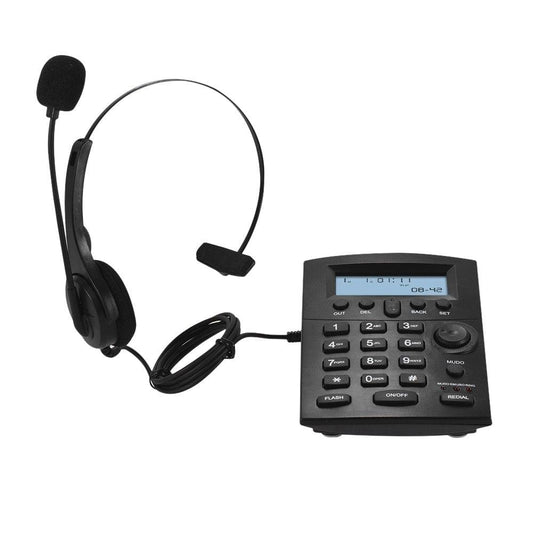 HST-8000 English Telephone Set Call Center Telephone With Protecting Earphone Flexible Microphone LCD Display Pre-dial Call Back Mute Flash Redial Functions with Recording Interface