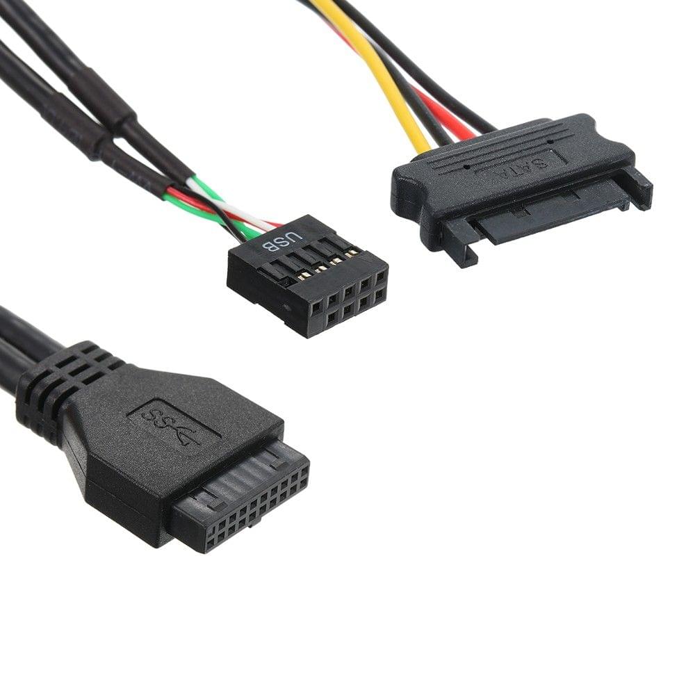 Front Panel USB 3.0 Hub 7-Ports Included 1 Fast Charging 4 USB 2.0 2 USB 3.0 For PC USB Flash Drives with 19 Pin SATA Power Connector