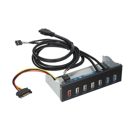Front Panel USB 3.0 Hub 7-Ports Included 1 Fast Charging 4 USB 2.0 2 USB 3.0 For PC USB Flash Drives with 19 Pin SATA Power Connector