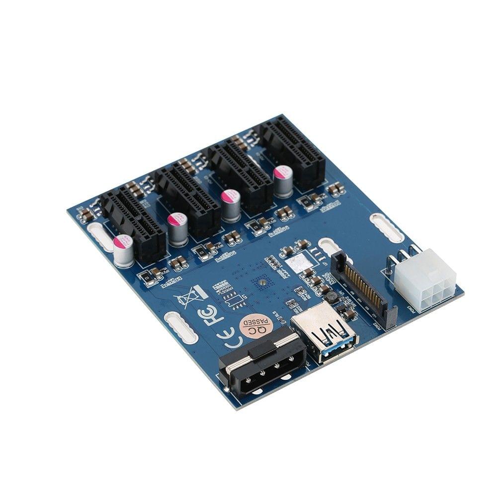 PCI-E 1X Expansion Kit 1 to 4 Slots Switch Multiplier Hub Riser Card Adapter with USB 3.0 Cable Pcie Mining Modules