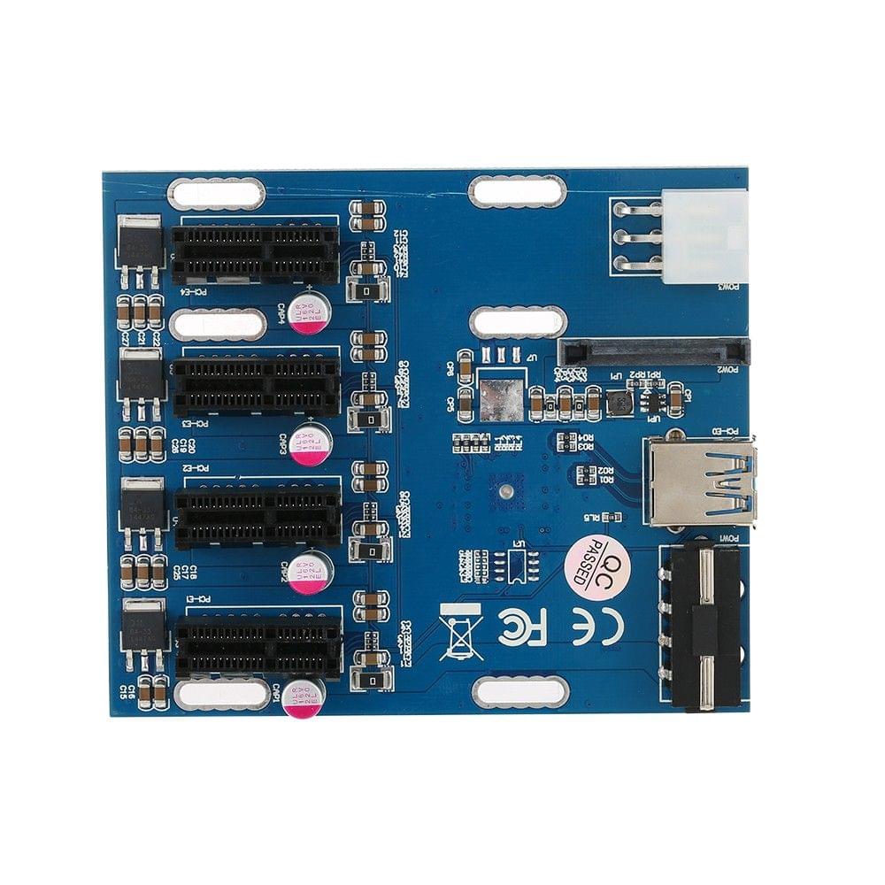 PCI-E 1X Expansion Kit 1 to 4 Slots Switch Multiplier Hub Riser Card A ...