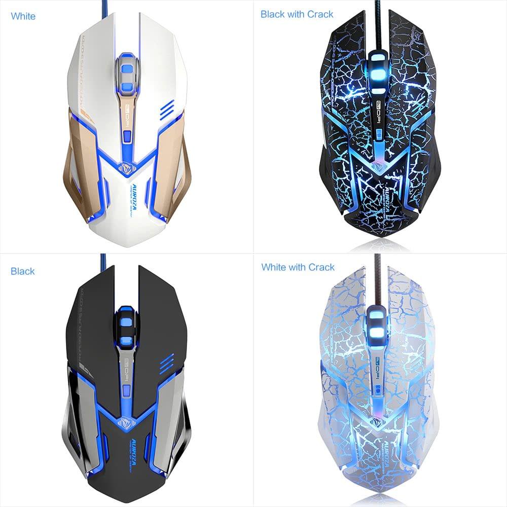 E-3LUE 4000DPI Adjustable USB Wired Gaming Mouse EMS639 High Precision 5 Colors Backlights Lights Ergonomic Computer Game Mice