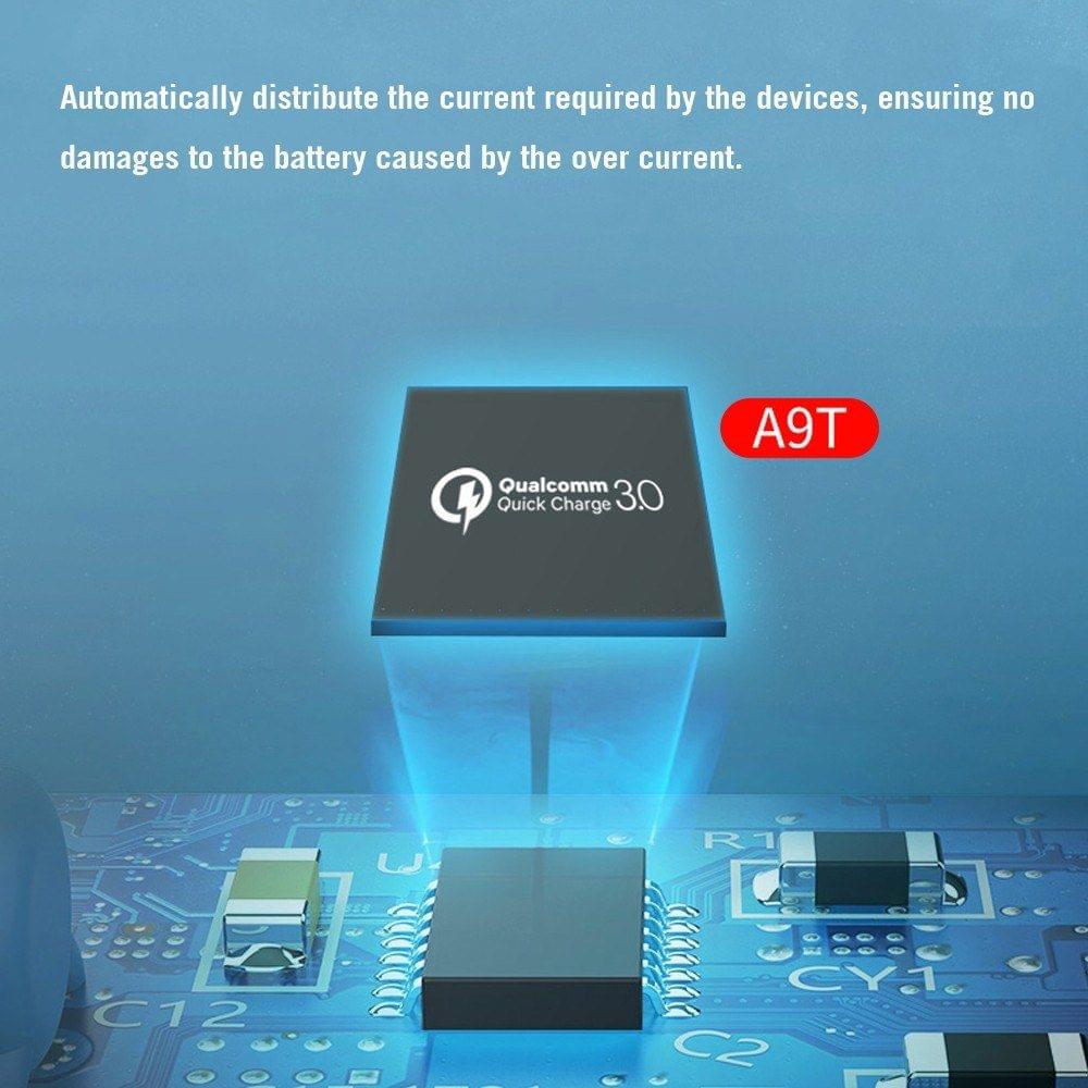 WLX-A9T Smart Multi-port USB Fast Charger Portable Quick Charge Multiple Protection Digital Display QC 3.0 For Mobile Phones Laptops EU Plug