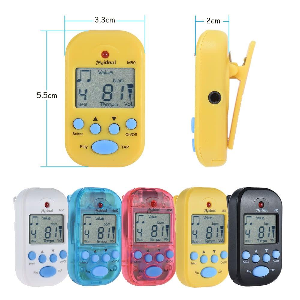 Professional Clip on Digital Beat Tempo Metronome LCD Screen Lightweight & Mini for Violin Guitar Bass Musical Instrument Black